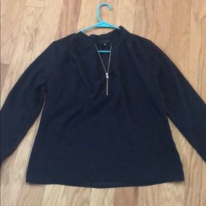 Black zip up blouse